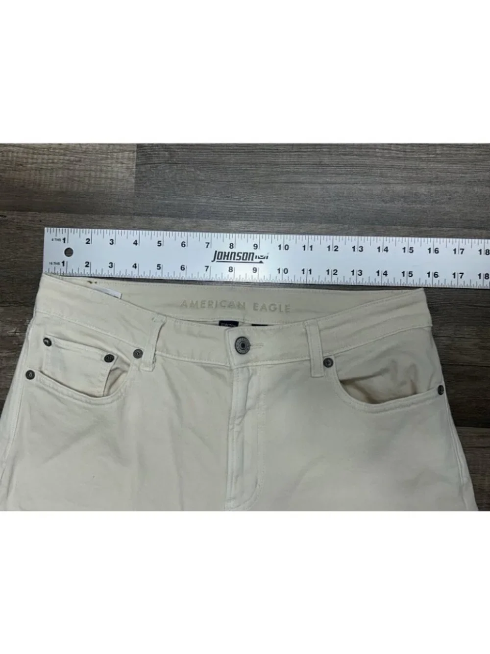 American Eagle Barrel Jeans Womens 6 Cream High Rise Ankle 31”x27.5”